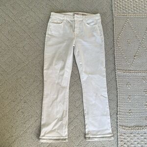 Jen 7 by 7 for all Mankind White Straight Ankle Jeans Embellished Fringe Hem